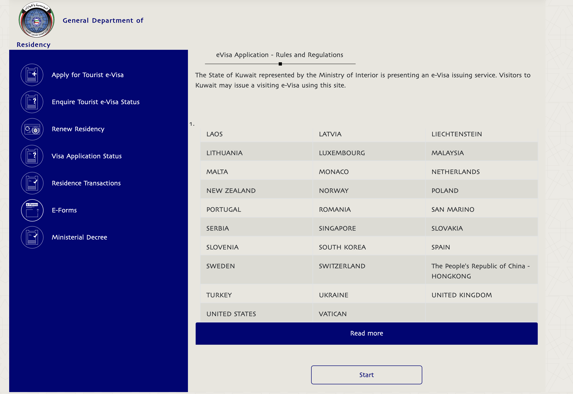 Kuveyt Vize Başvuru Formu 1. Ekran